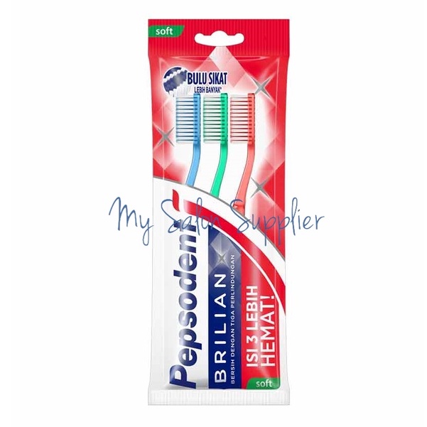 Sikat Gigi Pepsodent Brilian / Briliant Isi 3