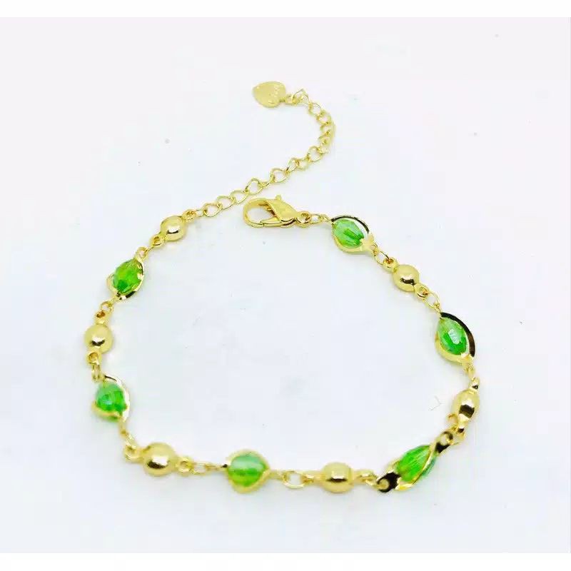 gelang tangan wanita //gelang kristal kombinasi lapis emas //perhiasan/gelang