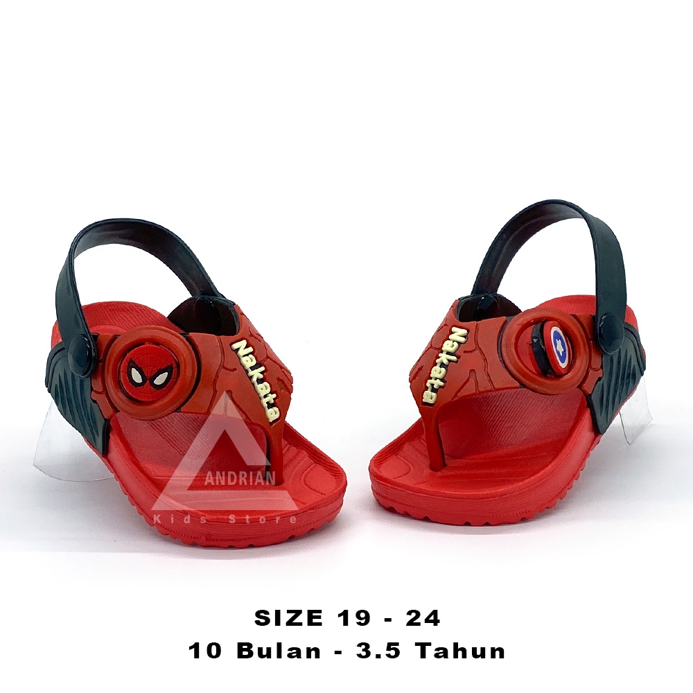 SANDAL ANAK LAKI-LAKI MODEL TERBARU TALI BELAKANG DENGAN MOTIF AVANGERS