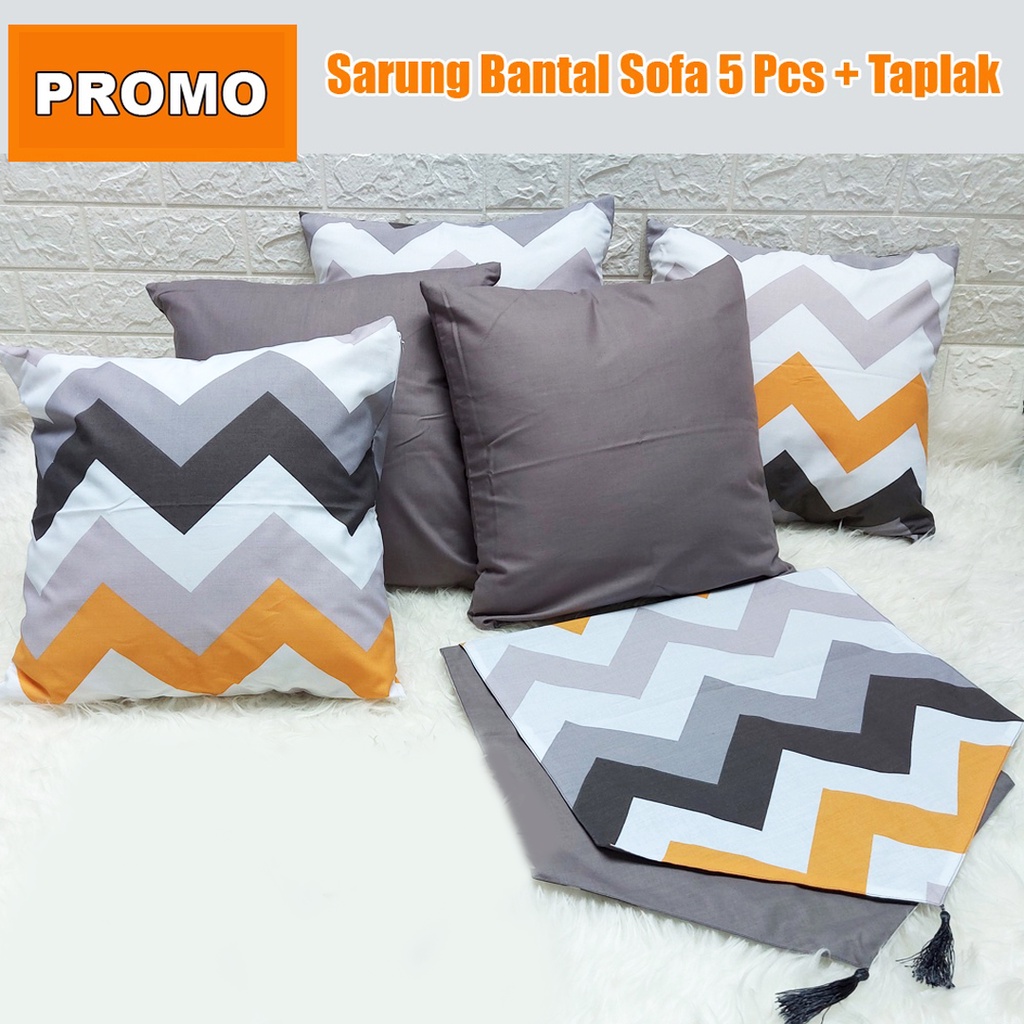 [✅COD] Sarung Bantal Sofa Bed Minimalis (5 Pcs) Taplak Meja Ruang Tamu