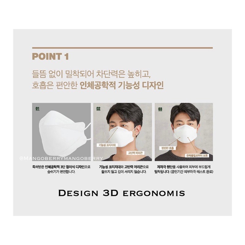 [1 pcs] KF94 NEW CLEAN WELL 3D STYLE MASK (masker Korea)