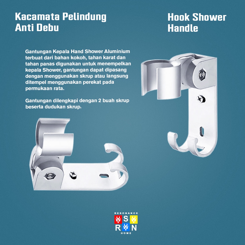 Hand Shower Gantungan Kepala Alumunium Model Kait Shower Bath Tiang Hand Shower Resonance Home