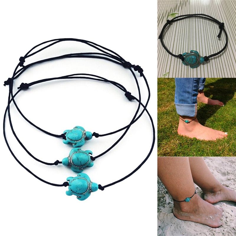 Gelang Kaki Boho Turquoise Bentuk Kura-Kura