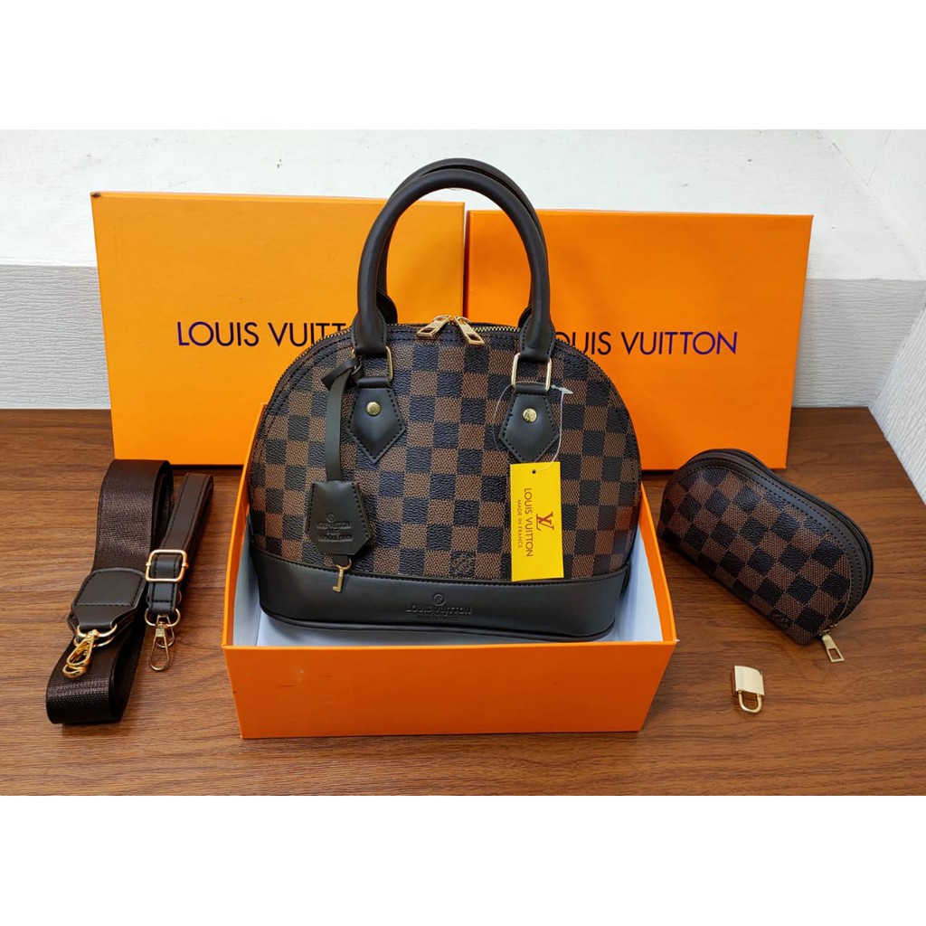 TAS LV ALMA  MEDIUM FULL EMBOS FREE DOMPET 2 TALI SIZE 25CM FREE BOX