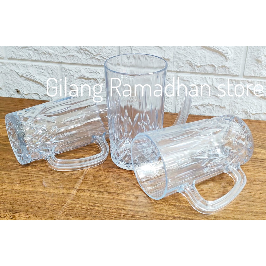 GELAS MIKA MOTIF BAMBU / GELAS PLASTIK BENING / GELAS PLASTIK GAGANG/ GELAS MODEL BAMBU/ MUG