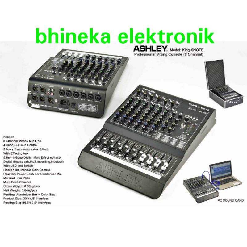 mixer ashley king6 note king 6 note 6 channel bluetooth usb
