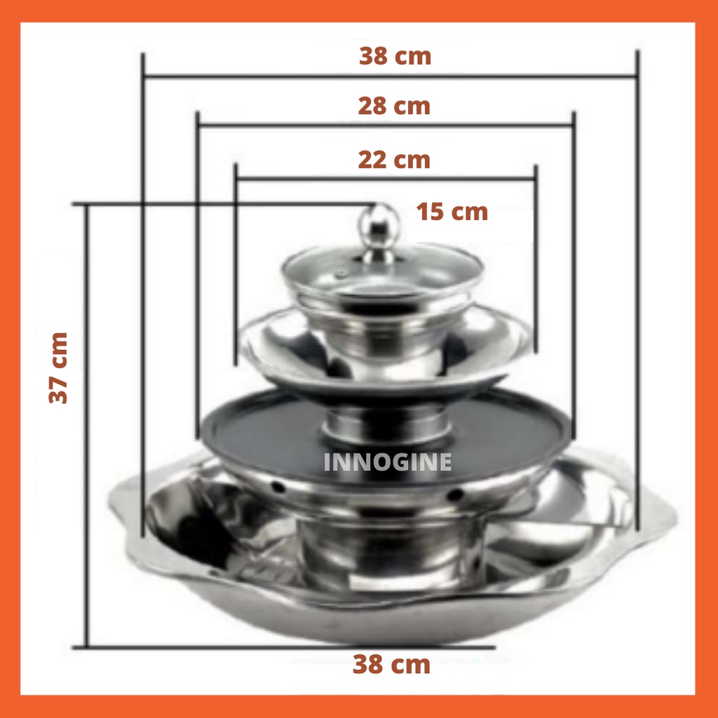 Panci Hotpot BBQ Panci Pot Perlengkapan Dapur Rumah Shabu Steamboat Panci Steamboat Panci Steamer Pa