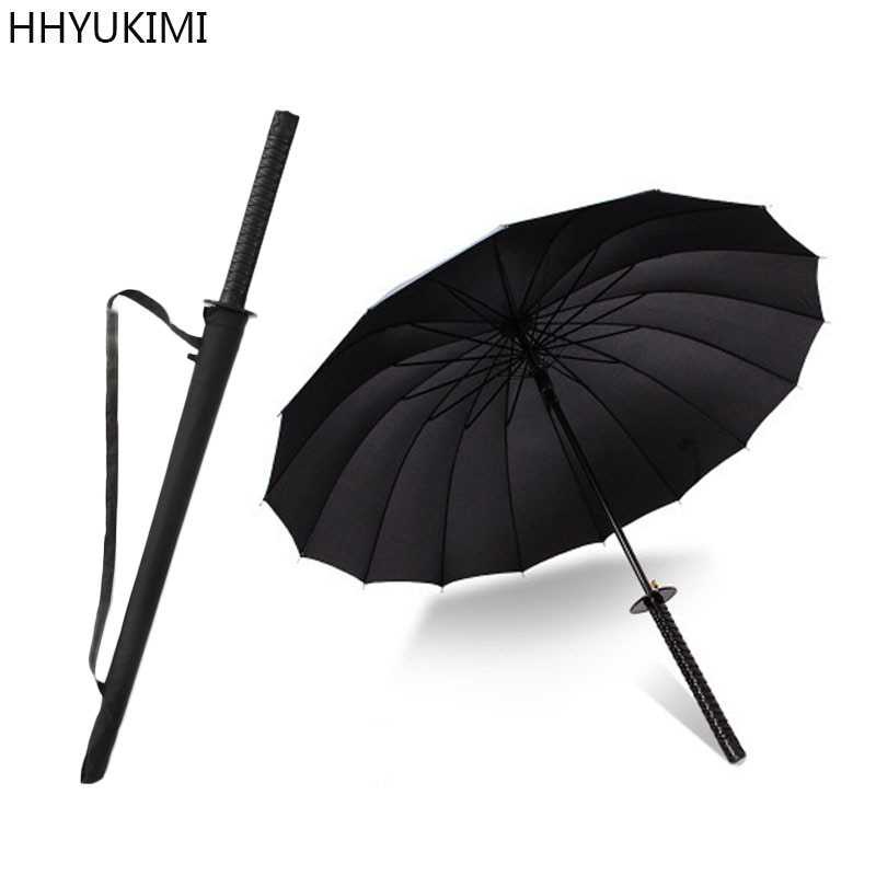 KR Payung Besar Jumbo Kuat Unik Jepang Bentuk Pedang Samurai Ninja Gagang Katana Hitam Lapisan ANTI UV Diameter 103 CM