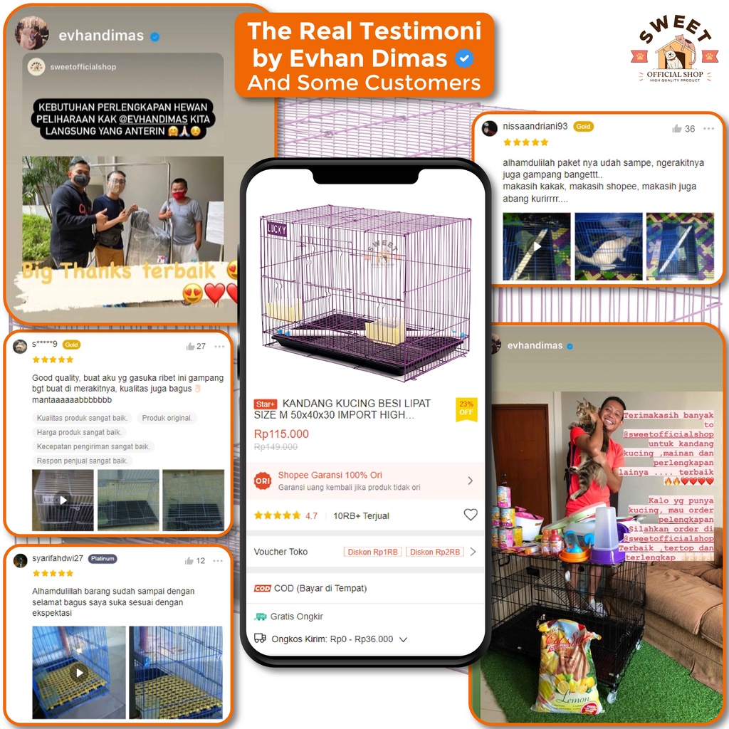 KANDANG KUCING BESI LIPAT SIZE M 50x40x30 IMPORT HIGH QUALITY- BEST PET CAGE - KELINCI SUGAR GLIDER-3