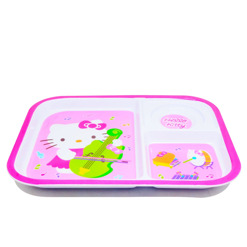 Piring Makan Kotak 3 Sekat Vanda Hello Kitty 10,5&quot; Melamin - Pink