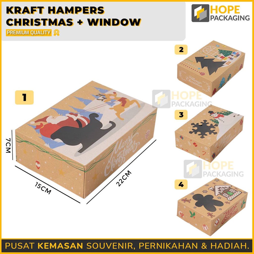 

Box Kraft Souvenir Christmas + Window / Gift Box Natal / Kotak Kraft Cookies Hadiah Parsel Natal / Box Dus Kue Natal / Kotak Natal / Box Hampers