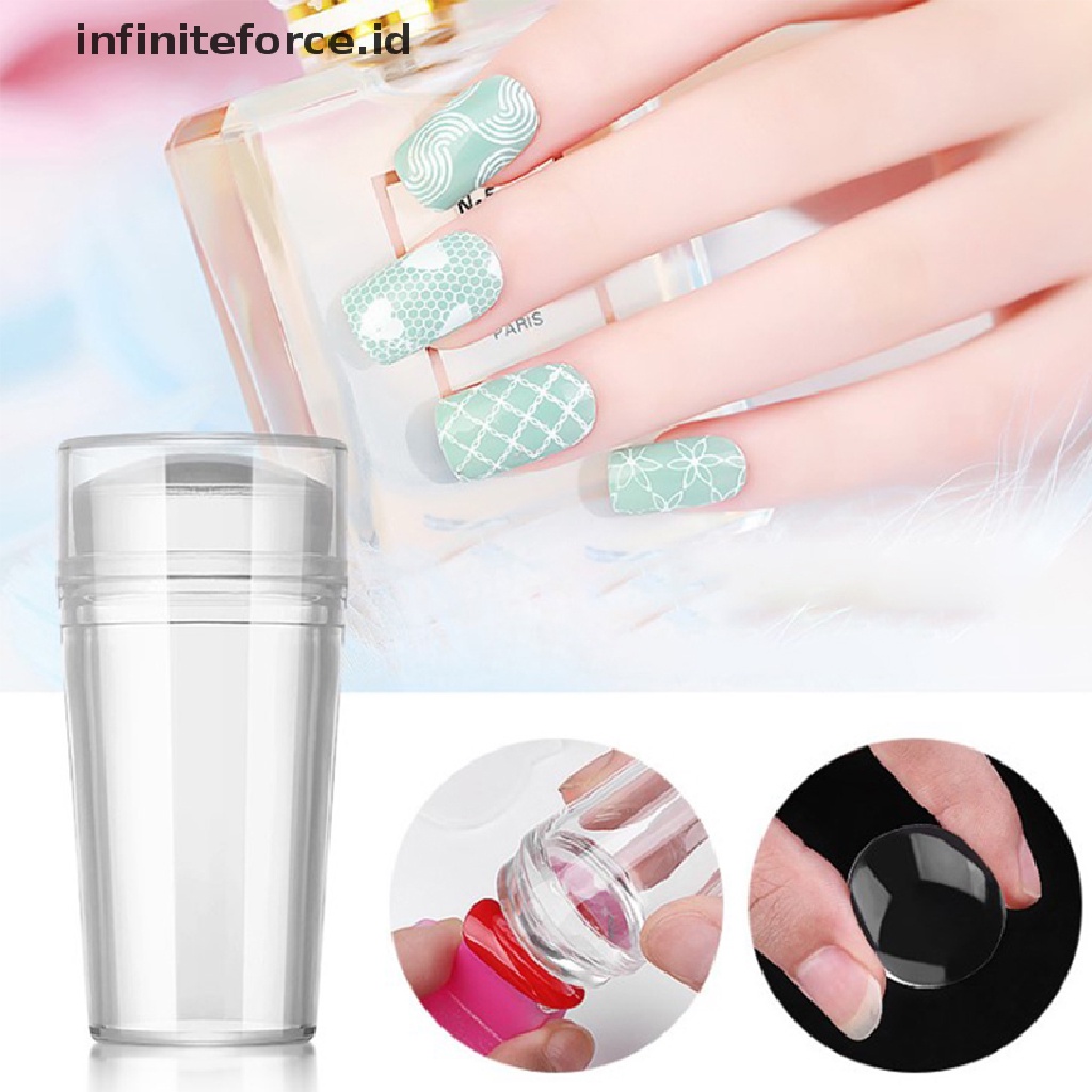 (infiniteforce.id) Stempel / Cap Kuku Bahan Silikon Transparan Untuk Nail Art