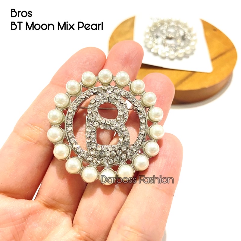 (part 1) Bros Jilbab / Bros Bahu / Bros Dada / Bros Dagu / Bros Kecil / Brooch / Bros Pin / Bros Mewah / Bros Premium / Bros Mutiara / bros button / bros B-BT Moon Mix Pearl