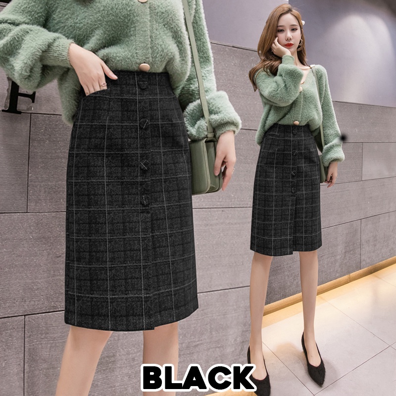 KARAKOREA 1188 Pocket Midi Banding Heejin Skirt/Rok Midi/Korean Women Skirt/Rok Korea Skirt