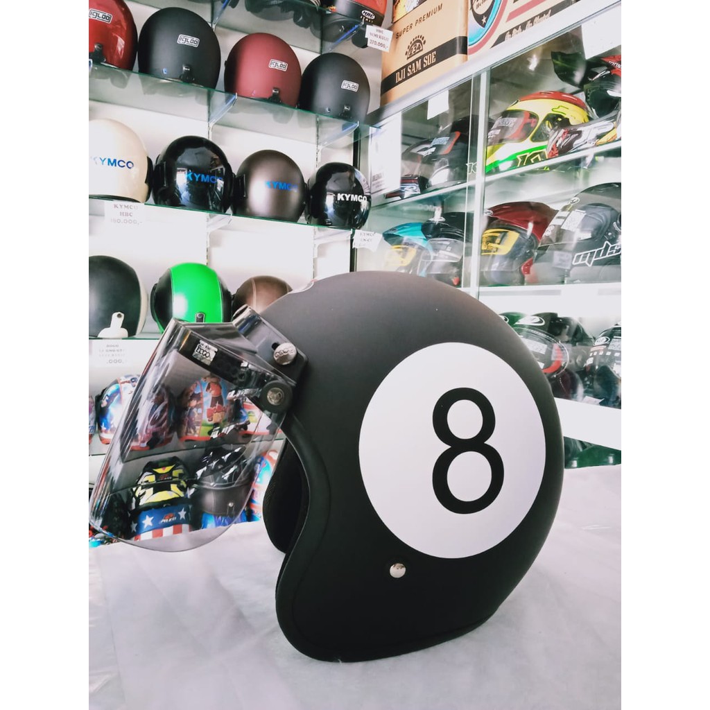 JPN Helm Motif Angka 8 Warna Hitam Doff SNI Helm Berkualitas COD Free Packing Kardus dan Bubble Wrap