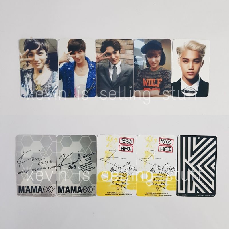 Unofficial EXO Kai Photocard PC Replica Album MAMA XOXO Growl Overdose Vers A B 2013 2014