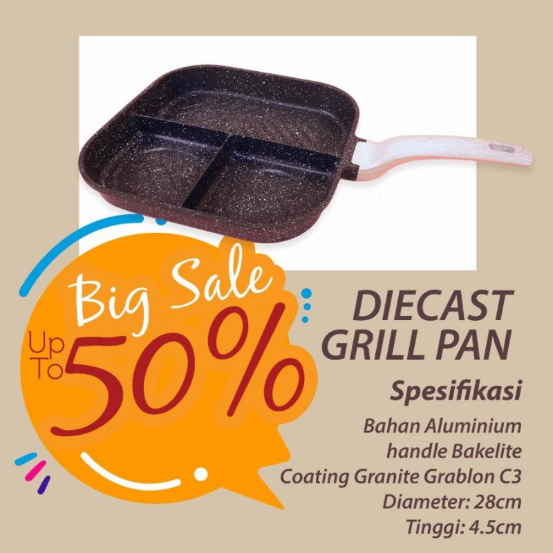 Kochen Diecast Grill Pan  Fry Omni Casserole Wok Pan