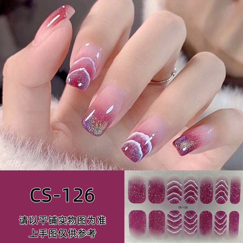 14pcs / Set Stiker Kuku Motif Kartun Warna Gradasi Anti Air / Racun Untuk Nail Art / Manicure DIY