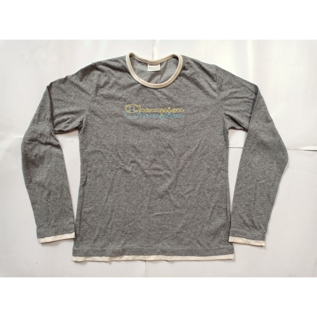 Baju Kaos Lengan Panjang Champion Abu Wanita Size L Murah Original
