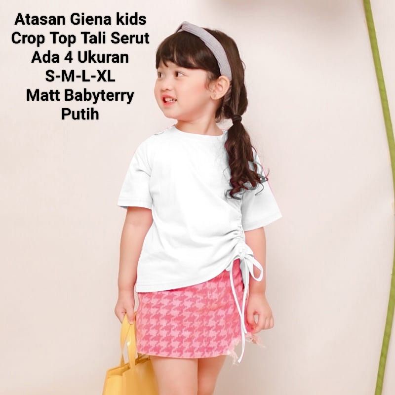 Crop Top Tali Serut Atasan Anak Perempuan Lengan Pendek/Atasan Giena Kids 1-6 Tahun Matt BabyTerry