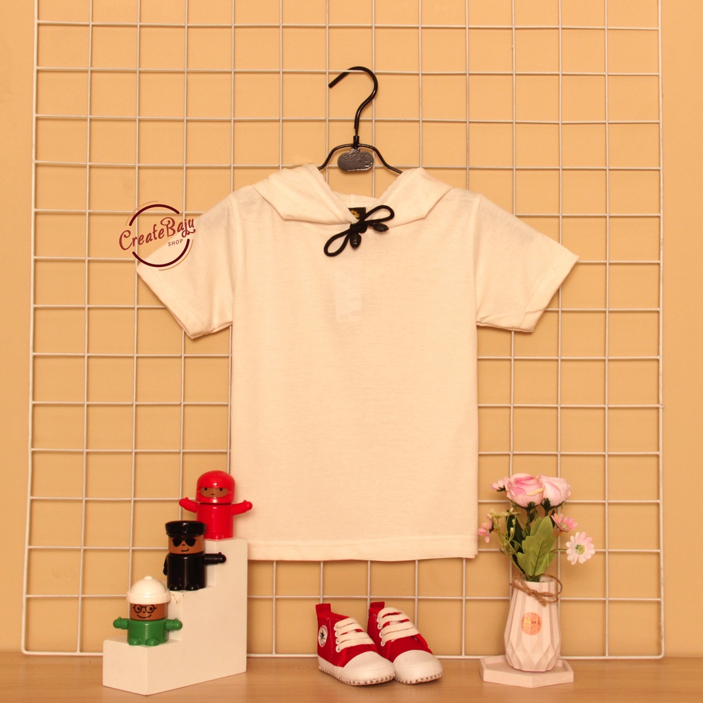 KAOS ATASAN HOODIE ANAK POLOS CREAM BAJU ATASAN ANAK 1-7 TAHUN