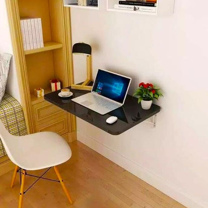 Meja laptop lipat dinding Ambalan lipat Rak buku minimalis