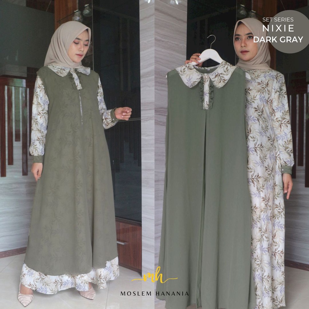 GAMIS SYAKILA MOTIF BUNGA WANITA TERBARU ROMPI POLOS CERUTY BABY DOLL PREMIUM IMPORT 2021 // SET SER
