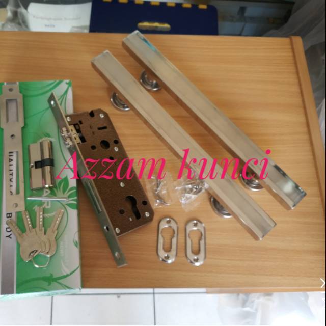 Stok terbatas kunci pintu komplit 1 set kunci pelor +2 pcs ph stanlis uk 33cm kunci pntu tarikan pnt