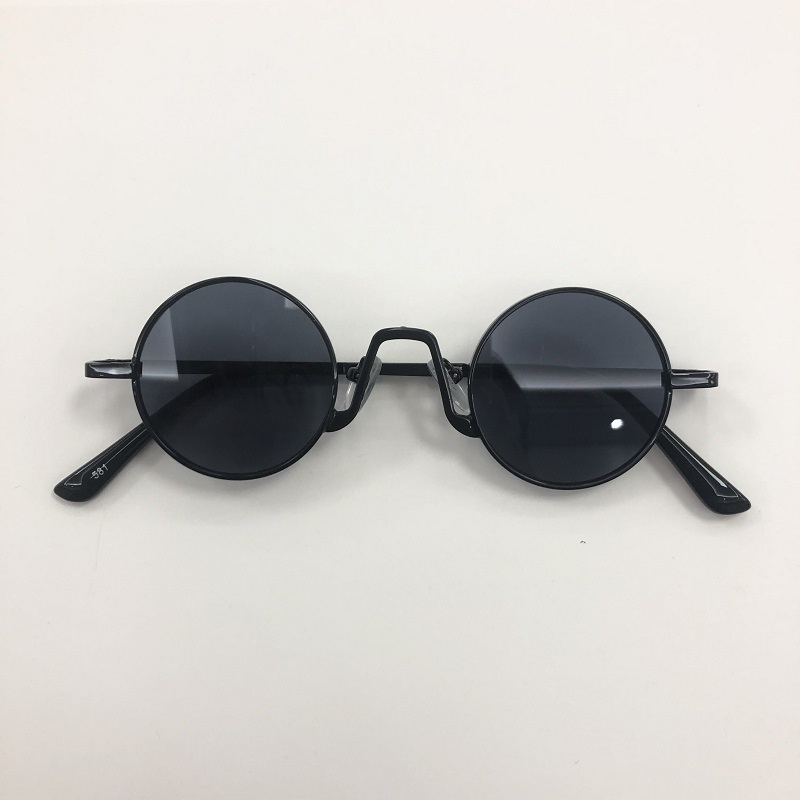 Premium Kacamata Hitam Bulat Anak Boboho Sunglasses Black John Lennon Retro Vintage Bulet Lingkaran Frame Besi