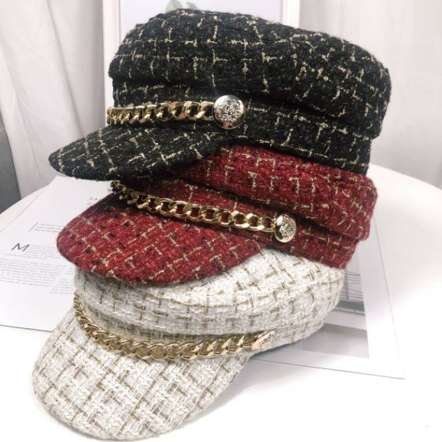 Topi Beret Wanita Bahan Wol woll Gaya Perancis vintage