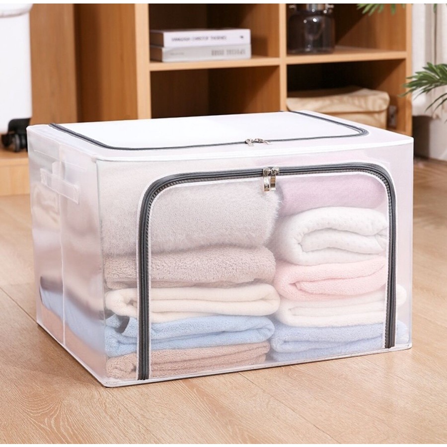 Storage Box Organizer 66 L Tempat Kotak Penyimpanan Pakaian Serbaguna Transparant