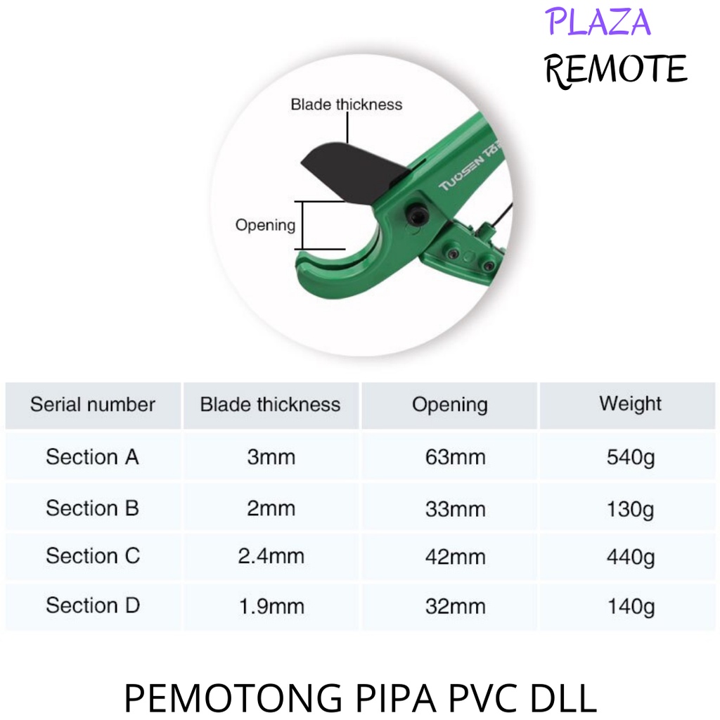 GUNTING PIPA PVC CUTTER PPR HDPE PEX PRALON TANG POTONG 42 MM TOUSEN TOOLS