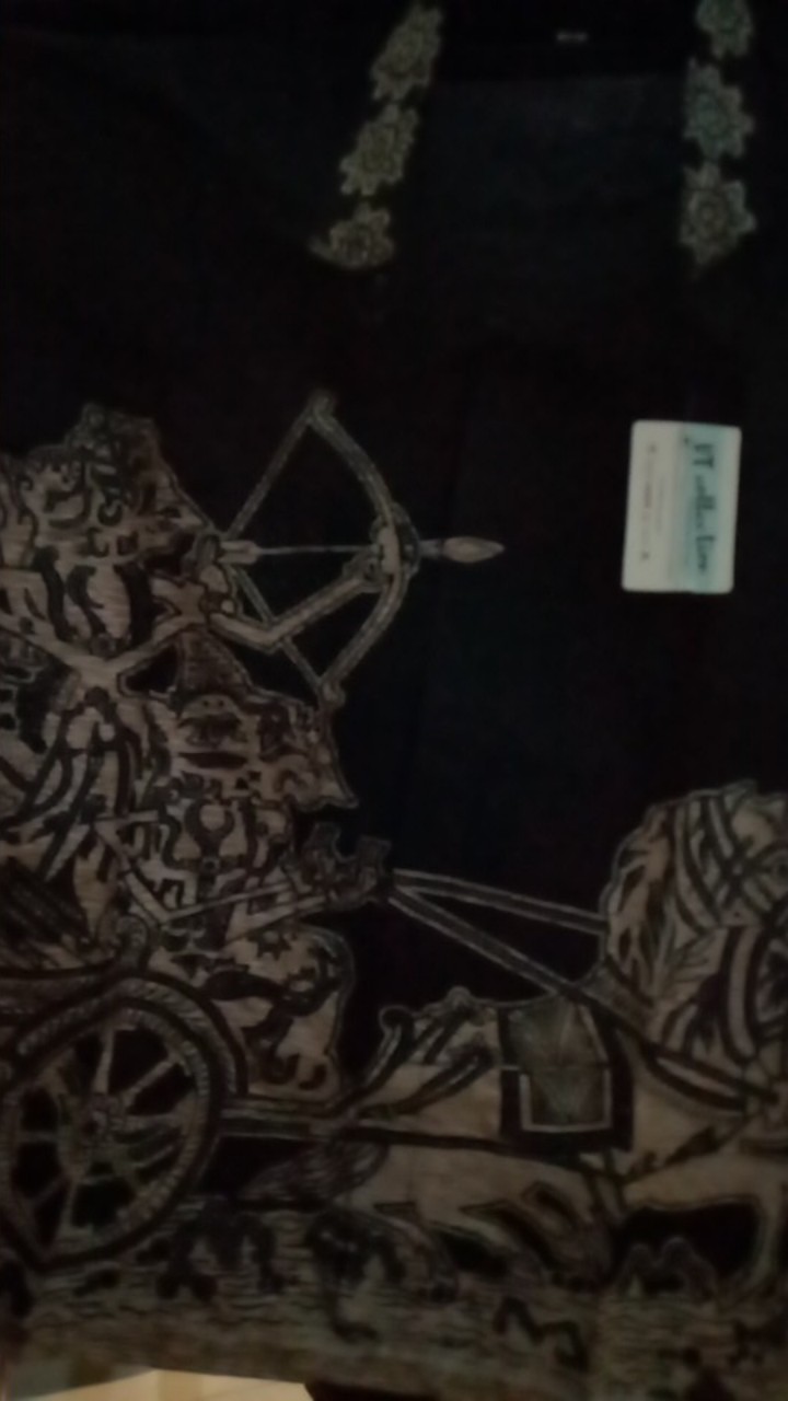 Dt Ollshop  Kemeja Batik Pekalongan Pria Cowok Lengan Panjang Motif Wayang Hitam
