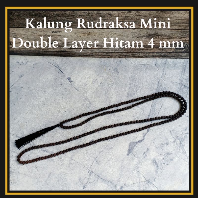 Kalung Rudraksa Mini Double Layer Hitam 4 mm / Kalung Genitri Hitam / Kalung Rudraksa Bali / Kalung Pria Hitam / Kalung Kesehatan / Kalung Biji Genitri / Craftdewata