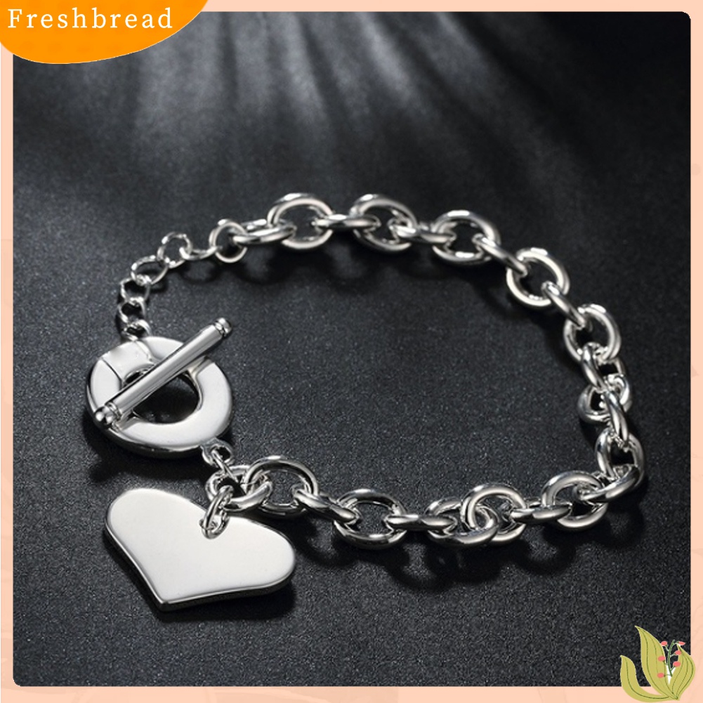 [TERLARIS]Fashion Silver Plated Heart Charm Toggle Bracelet Bangle Women Party Jewelry