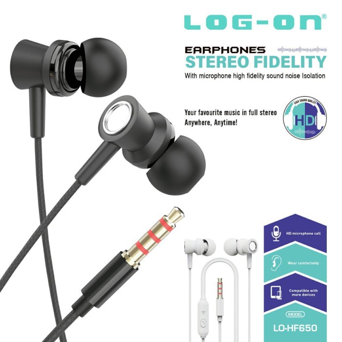 EARPHONE - HANDSFREE LOG ON HF 780 781 778 775 620 630 650 660 - SQUID EXTRA DEEP BASS HEADSET STEREO FIDELITY SOFT JACK AUDIO