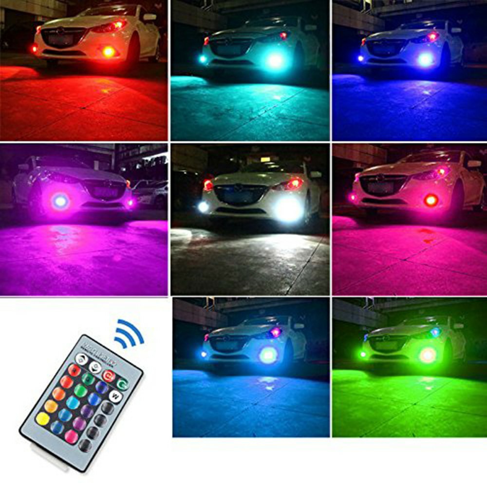 Lampu Foglamp Mobil LED H11 H8 RGB Remote 27 Titik SMD 5050 Isi 2 PCS