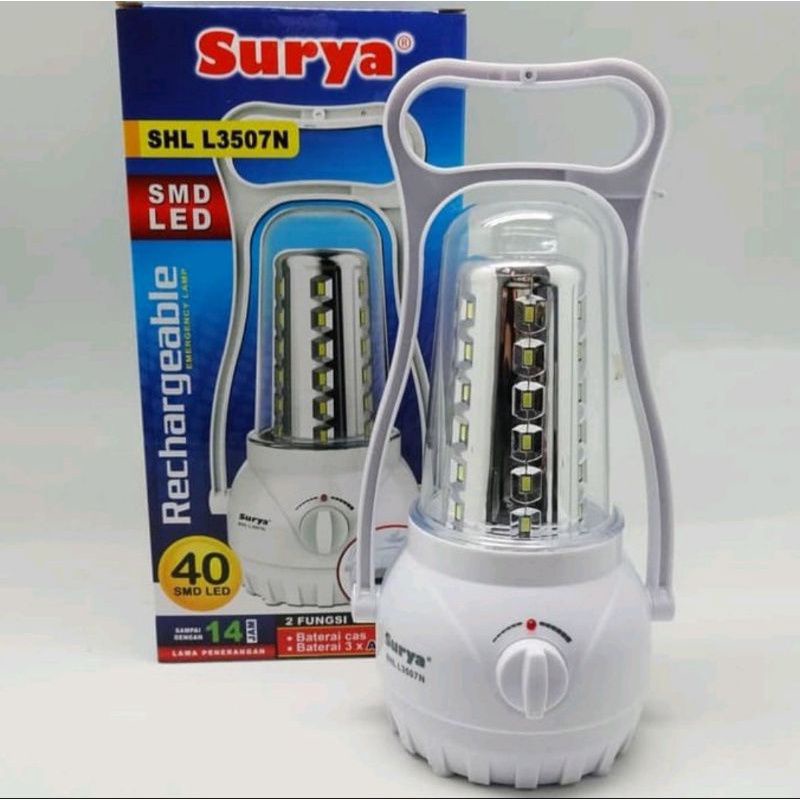 Lampu SURYA Emergency Petromak SHL L3507N SMD 40OED Light Led with Dimmer Switch Reachargeable berkualitas