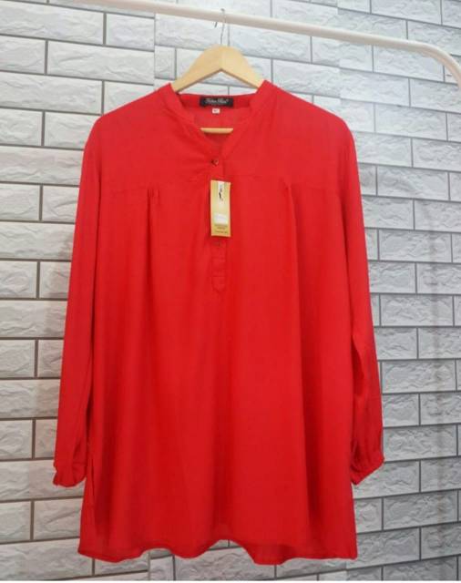 Blus Polos Merah - Blouse Polos Rayon Red - Merah Cabe - Fathin Basic - Katun Rayon - Blus Adem-5