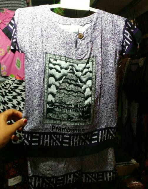 Setelan anak kepyur candi Prambanan/ setelan unisex laki-laki dan perempuan souvenir jogja murah