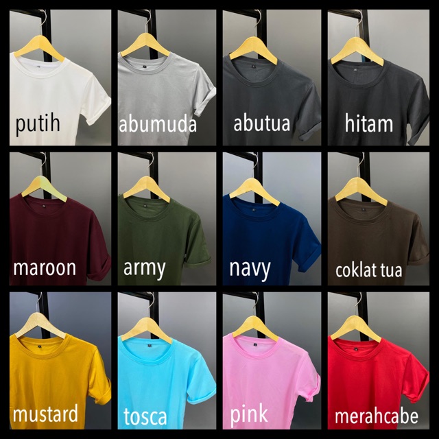 KAOS POLOS COTTON COMBED JUMBO XXL LD110 KATUN POLOS ABG COUPLE BASIC TEE MURAH DISTRO RIB O NECK