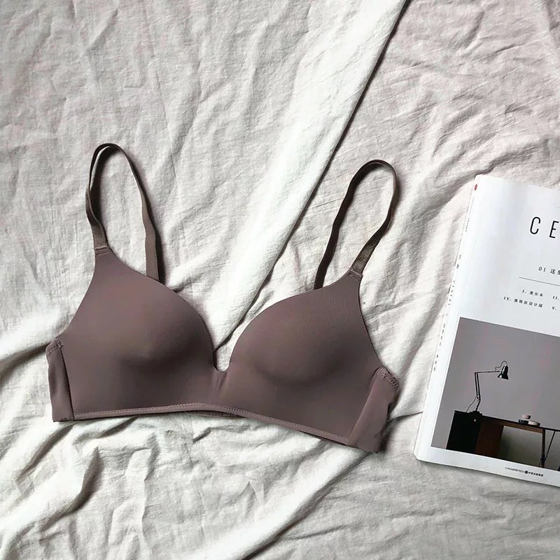 Blackpink Bra Sport Wanita BH Push Up Bra Tanpa Kawat Underwear Seamless 1025-BROWN