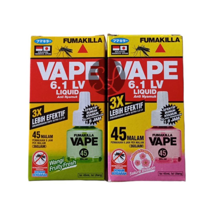 Fumakilla Vape Obat Nyamuk Reffil 6.1 LV Liquid 45 Malam / Obat Nyamuk Elektrik Vape Liquid Refill 45 Malam 6.1 LV