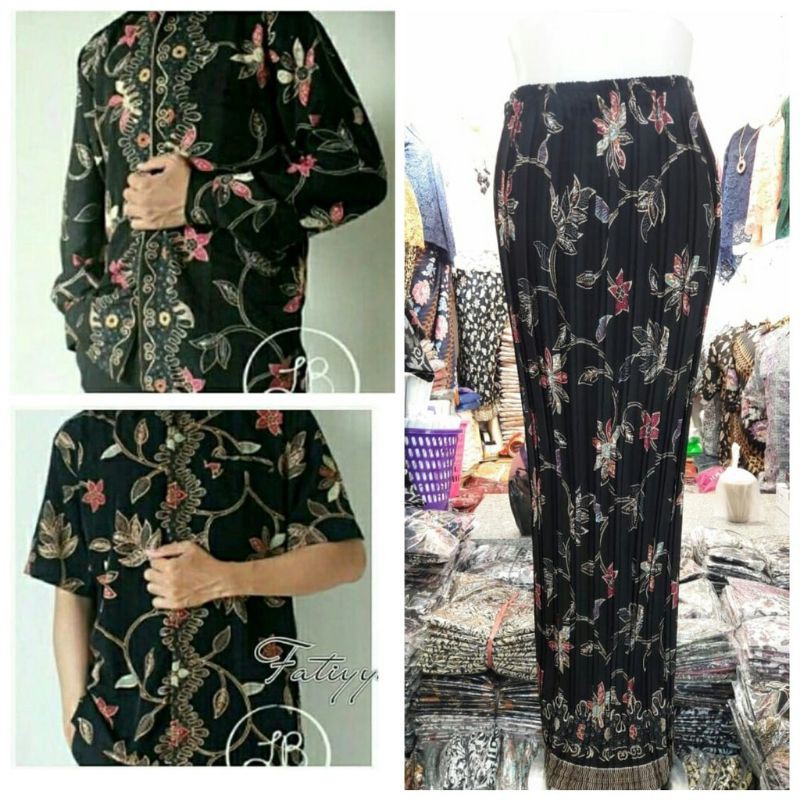 kemeja batik couple / kemeja batik pria / kemeja lengan pendek / Couple Rok plisket / hem batik pria