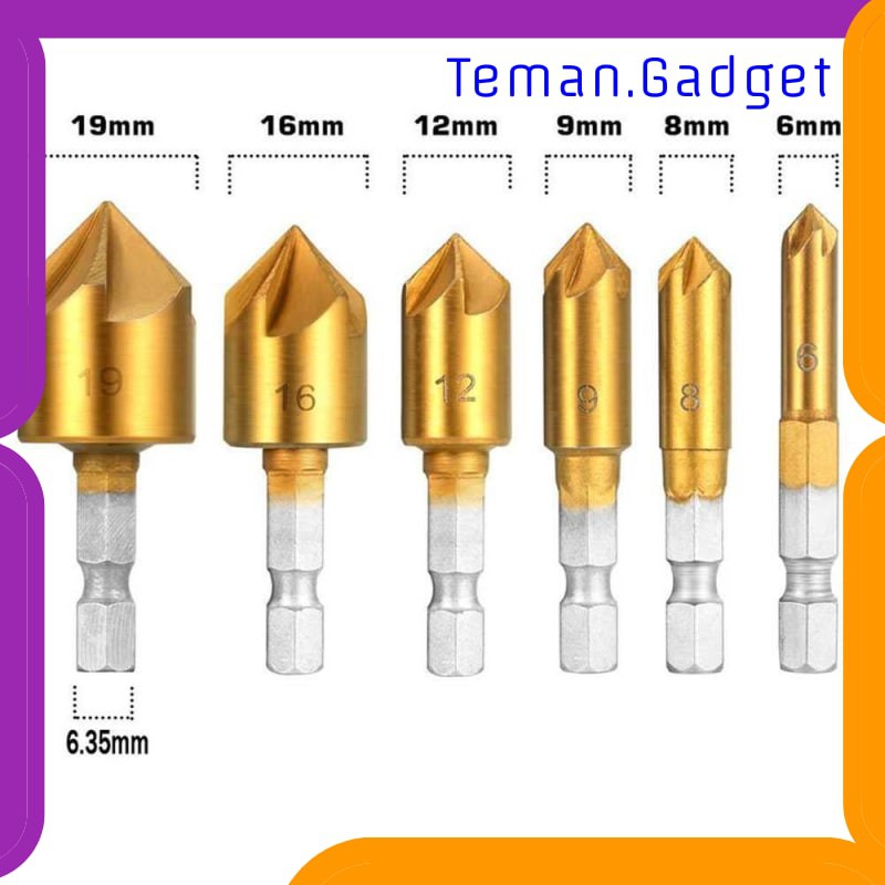 TG-DE202 Xzante Mata Bor Drill Bit Countersink Metal Brass 6-19mm 6 PCS - BT3