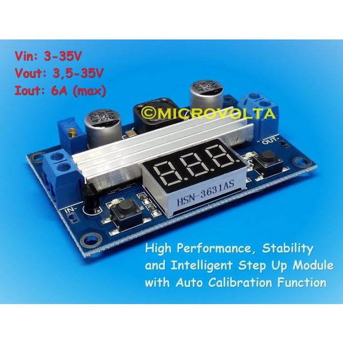 [COD] 100W LTC1871 Step Up DC-DC w Voltmeter from 3-35V to 3,5-35V, 6A max [COD]