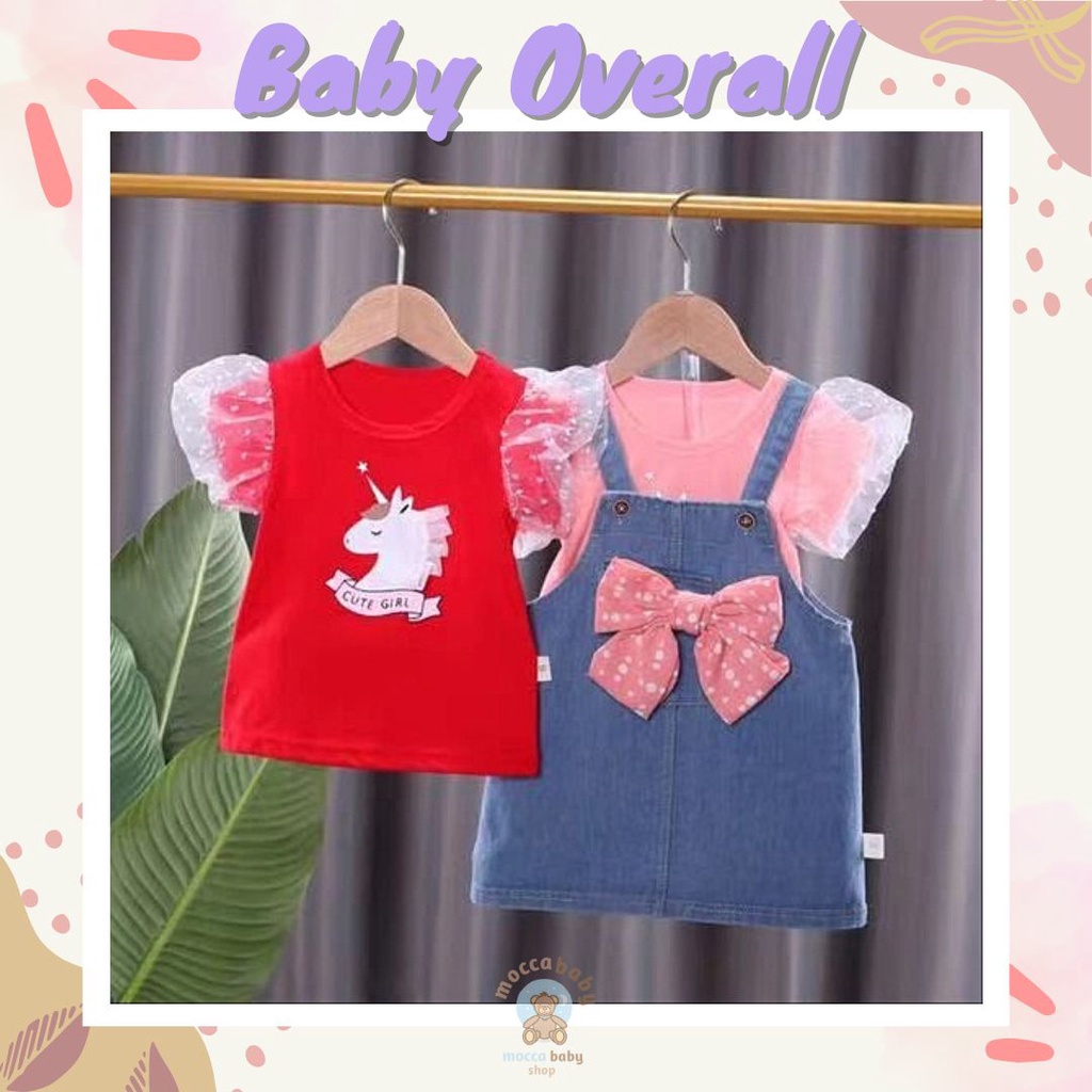 MBSS - OVERALL CUTE GIRL UNICORN 6666 EBV Baju Overall Anak Perempuan Import + Kaos dalaman