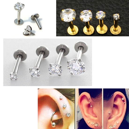 OW@ Men Women Rhinestone Cartilage Tragus Bar Helix Upper Ear Earring Stud Jewelry