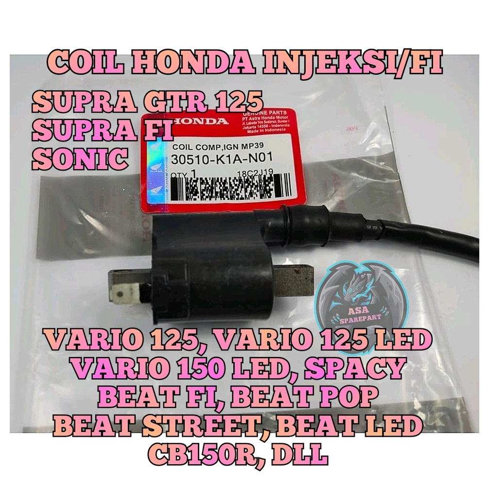 COIL K1A Motor HONDA BEAT FI , BEAT Fi Esp ,  BEAT STREET , BEAT SPORTY , BEAT LED, Beat Deluxe , SC