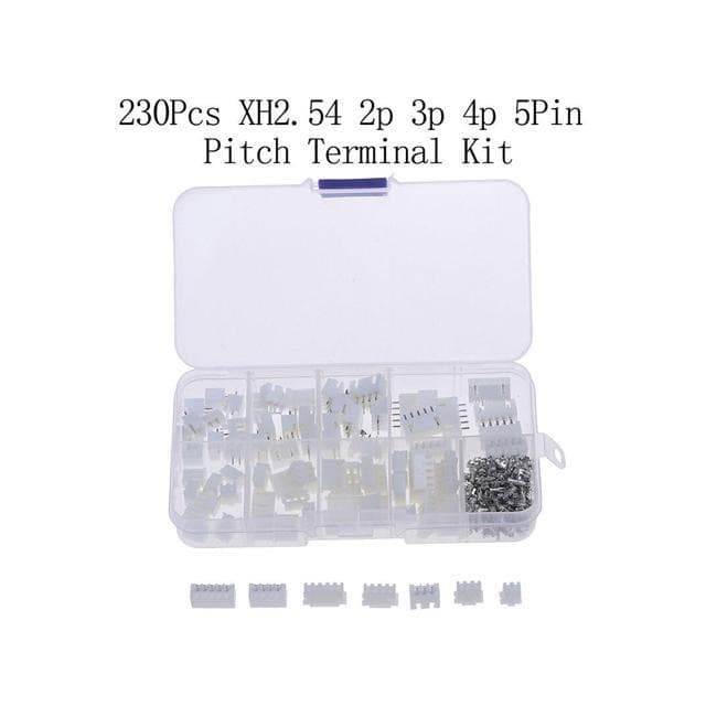 Paket Set 230pcs XH2.54 2p 3p 4p 5 pin 2.54mm Pitch Terminal Kit